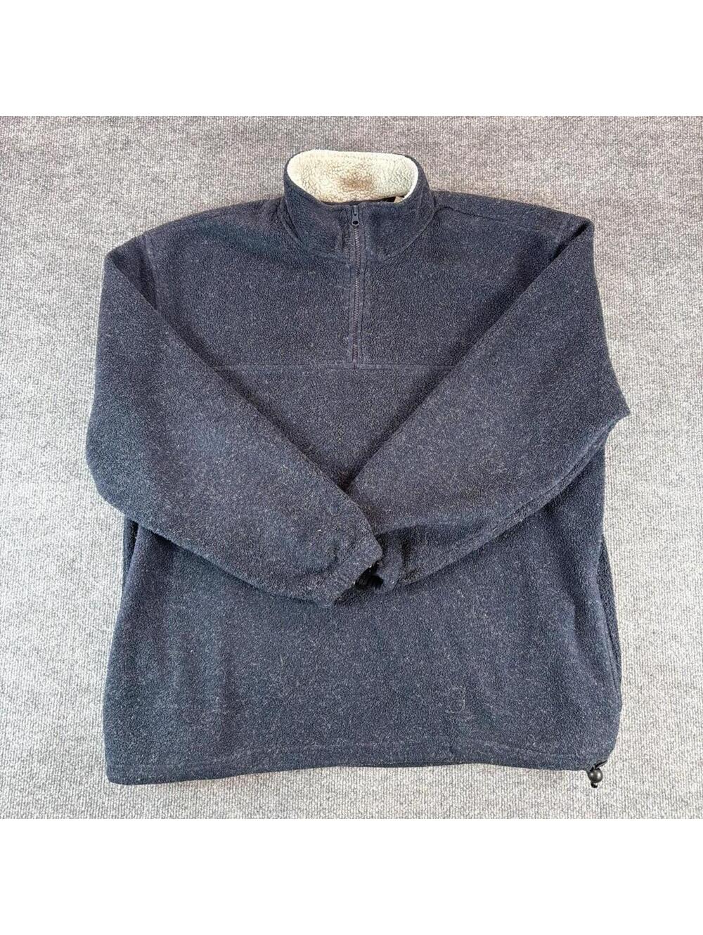 Taylor & Henry Navy Quarter-Zip Fleece Pullover Sweatshirt XL Sherpa, Oversized